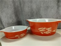 (2) Pyrex Wheat Dishes