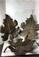 3 Metal Decorative Footed Leaf Trays U10B