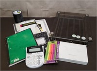 Glass Top Desk Drawer, Notebooks, Flex Tape,