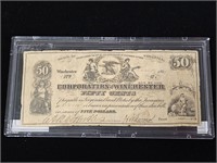 1861 The Corporation of Winchester $.50 Note