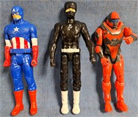 3 COMIC ACTION FIGURES 12" T CAPTAIN AMERICA MORE