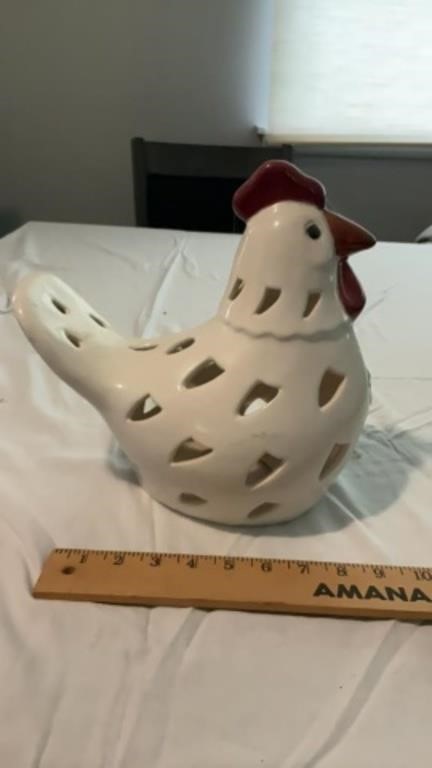 Chicken figurine candle holder