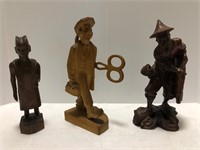 3 CARVED WOODEN FIGURES