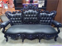 Black Gothic hollywood regency style Couch 86"