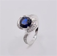 925S 2.0ct Lab-Grown Blue Sapphire Ring