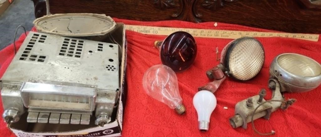 VINTAGE FORD MOTOR CO RADIO AND MISC LIGHTS
