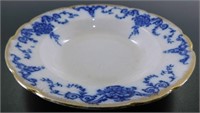 Antique Flow Blue Bowl - 9 1/8 inch, Made by W&E