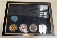5 Police Issue Challenge Coins in Display Case