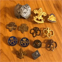 Mixed Lot Girl Cub Boy Scout Pins & Scarf Clip