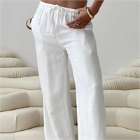 Lightweight White Summer Pants - Size L
