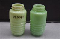 Vintage Beehive Jadeite Ribbed Shakers