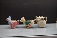 3 Vintage Duck & Elephant Ceramic Pitchers