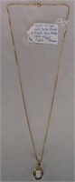 14kt Gold Plated Silver Greek Opal Pen w 20" Chain