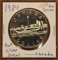 1984 150th Ann. Toronto Proof Silver Dollar Canada