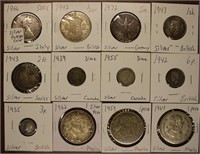 Lot of 12 Assorted Foreign Silver Coins