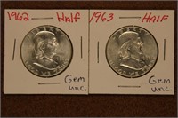 1962-63 Uncirculated Franklin Hlaf Dollars