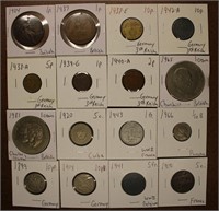 Lot of 16 Assorted Foreign Coins