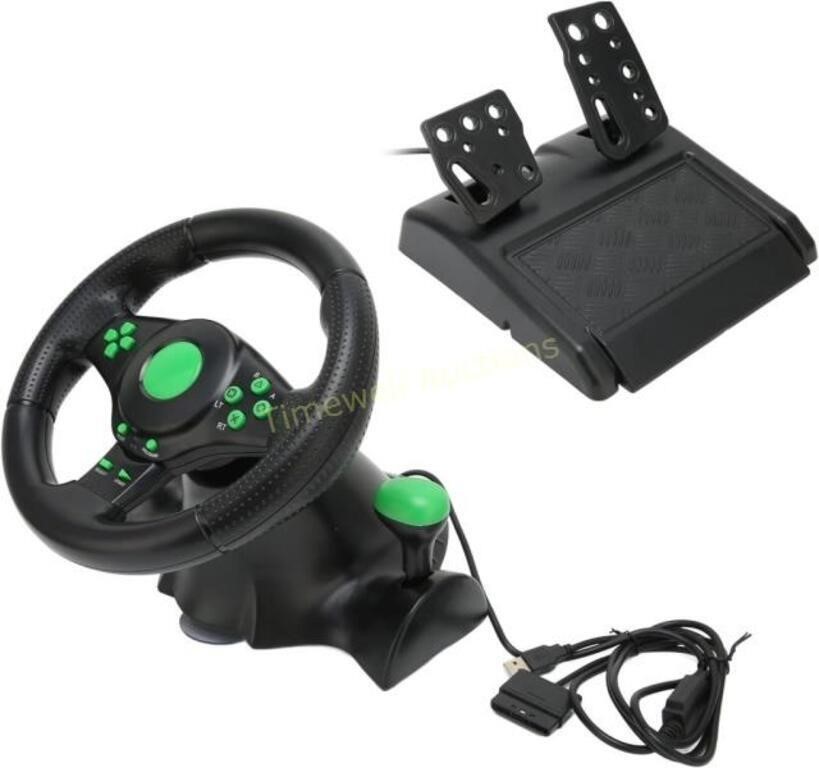 4-in-1 USB Racing Wheel with Pedal for Gaming