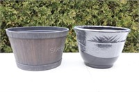 Resin Half Barrel & Zeus Planters