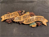Live Well Love Much Laugh Often Wall Decor 17"L x