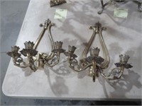 PAIR OF BRASS HANGING CANDLE SCONCES