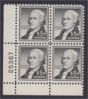 US Stamps #1053 Mint NH Plate Block of 4 $5 Hamilt