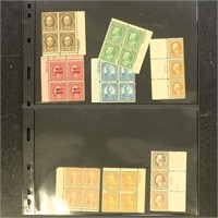 US Stamps 1910s-1920s Plate Blocks and Plate Numbe