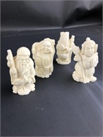 (4) Vintage Resin Chinese Buddha Gods Figures