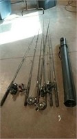 7 fishing and fly rods and case