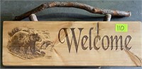 Amish made welcome sign bear