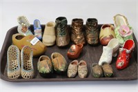 LOT OF MINIATURE SHOES & WOODEN CLOGS