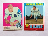 2 Merlin Olsen Topps Cards 1969 & 1970