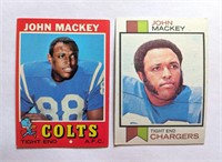 2 John Mackey HOF Topps Cards 1971 & 1973