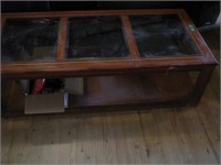 4ft Glasstop/Oak coffee table