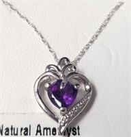 $100 Silver Natural Amethyst 18" Necklace