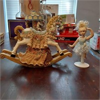 Posable ballerina figure & musical horse decor