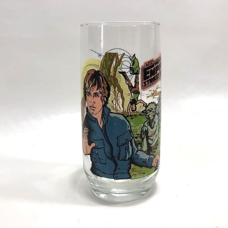 Vintage Star Wars Empire Luke & Yoda Glass