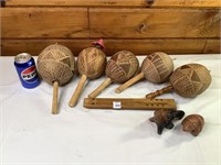 Wooden Maracas and Clay Figurines