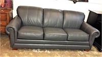 Gray Leather Sleeper Sofa