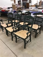 Beautiful Green Ladder Back Chairs lot of 6 With