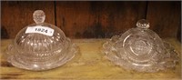2 Pressed glass butter dishes