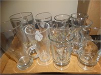 Assorted glass ware, some etched, etc, tallest is