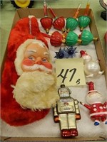 Vintage Christmas Bubble Lights, Ornaments & Santa