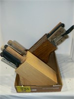 2 KNIFE BLOCKS WITH KNIVES (SOME CHICAGO CUTLERY)