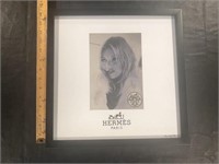 HERMES Kate Moss Fairchilc Paris Signed Framed Pic