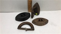 4PC ANTIQUE SAD IRON LOT