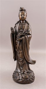 Chinese Metallic Dehua Porcelain Guanyin Figure