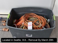 LOT, ASSORTED EXTENSION CORDS IN THIS BIN