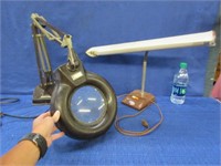 magnifying lamp & vintage desk lamp