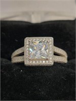 Sterling Cushion Cut Ring